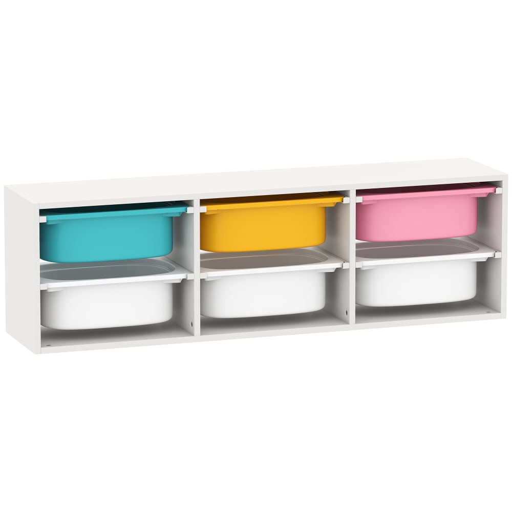 Meuble rangement enfant 6 bacs amovibles panneau de particules blanc Meuble rangement enfant 6 bacs amovibles panneau de particules blanc