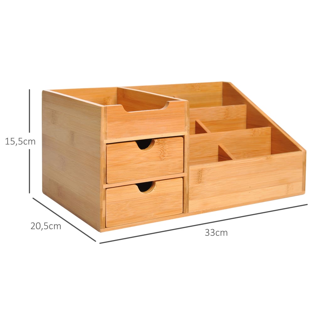Organiseur de bureau 7 compartiments bambou verni — vue 4