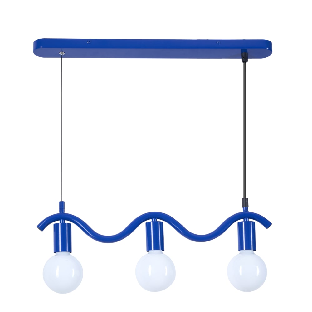 Suspension Wama 3 lampes en métal bleu