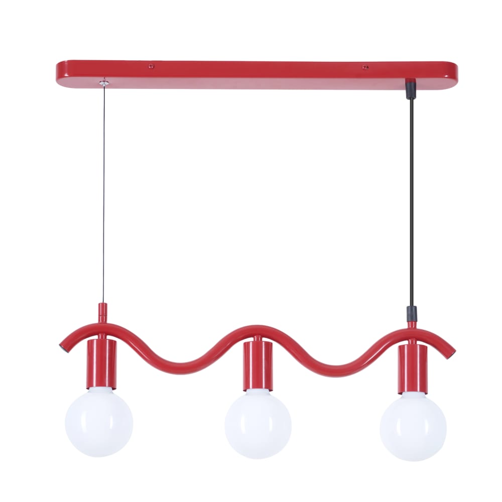 Suspension Wama 3 lampes en métal rouge