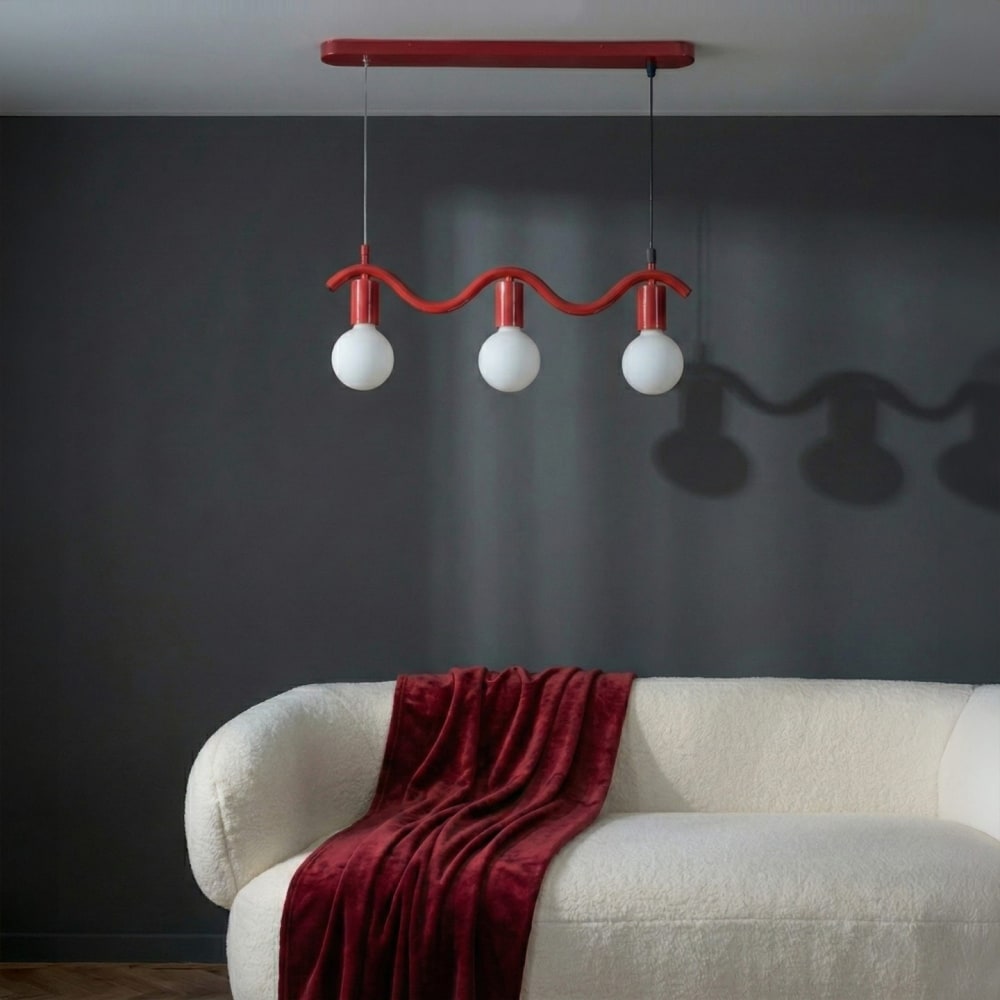 Suspension wama 3 lampes en métal rouge — vue 3