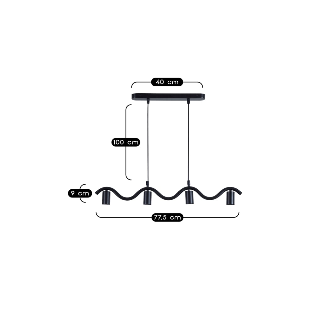 Suspension wama 4 lampes en métal noir — vue 4