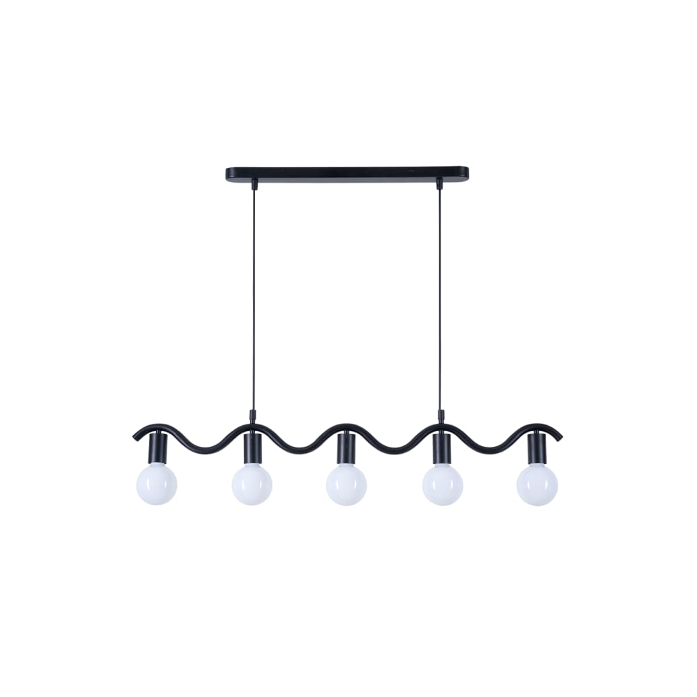 Suspension Wama 5 lampes en métal noir