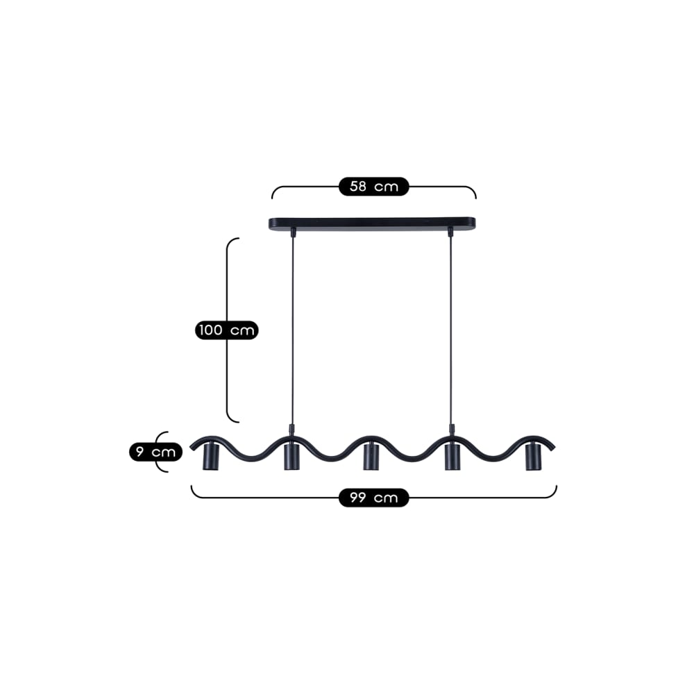 Suspension wama 5 lampes en métal noir — vue 4
