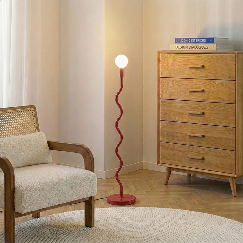 Lampe sur pied wama en métal rouge — vue 3