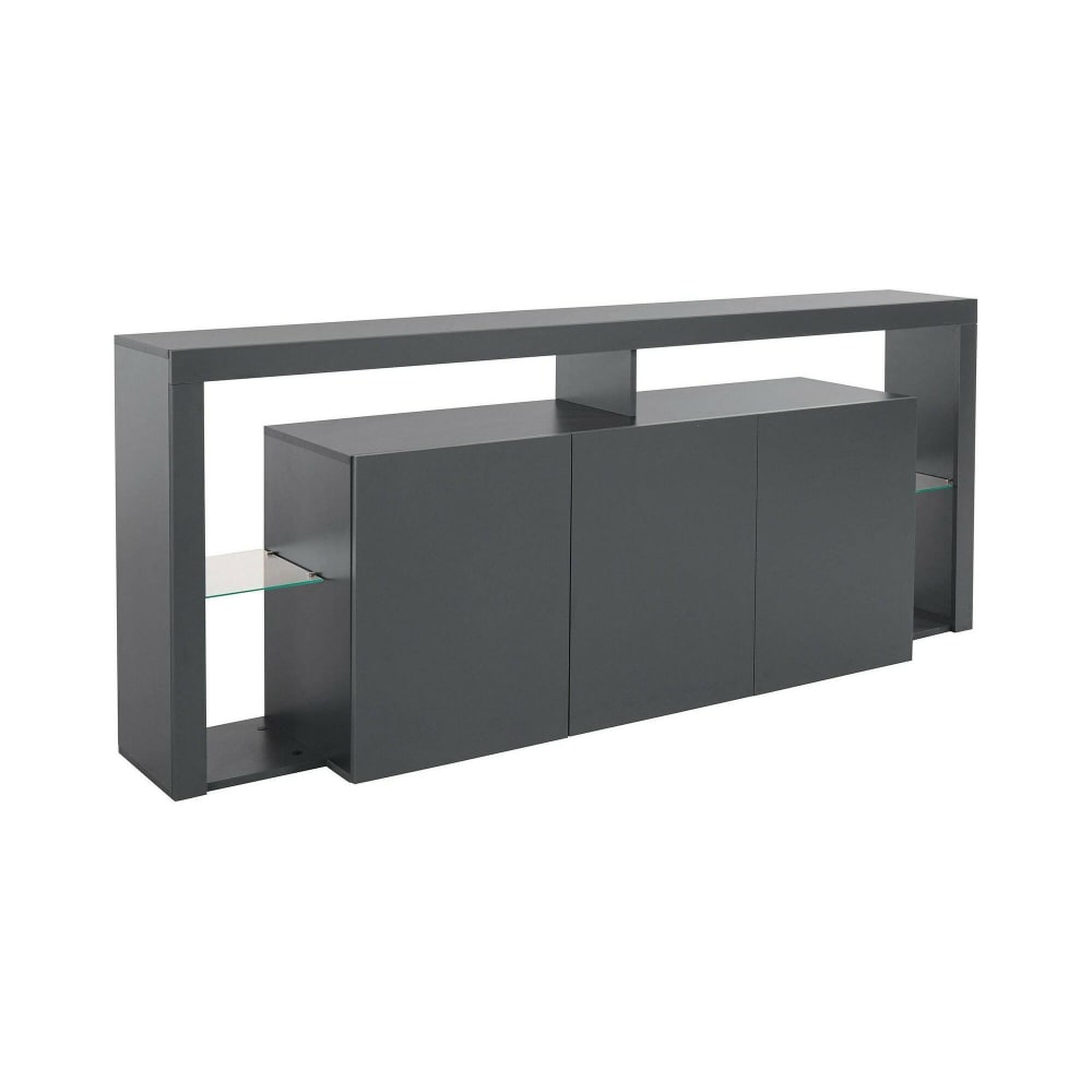 Buffet bois noir anthracite 200x40x80h cm