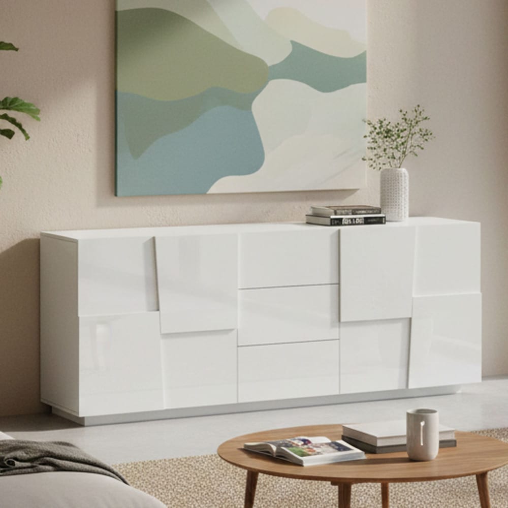 Buffet bois blanc nobilité 220x44x86h cm