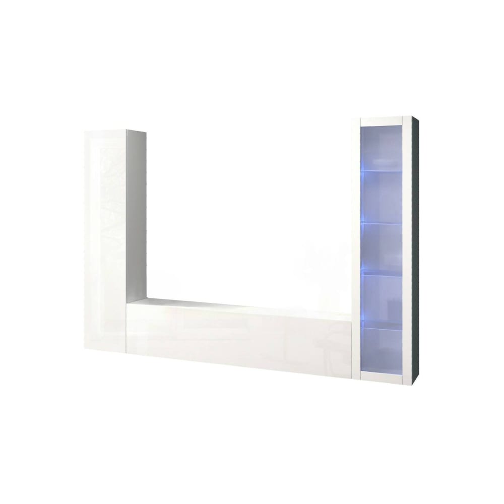 Meuble TV en Bois Vernis Blanc Brillant