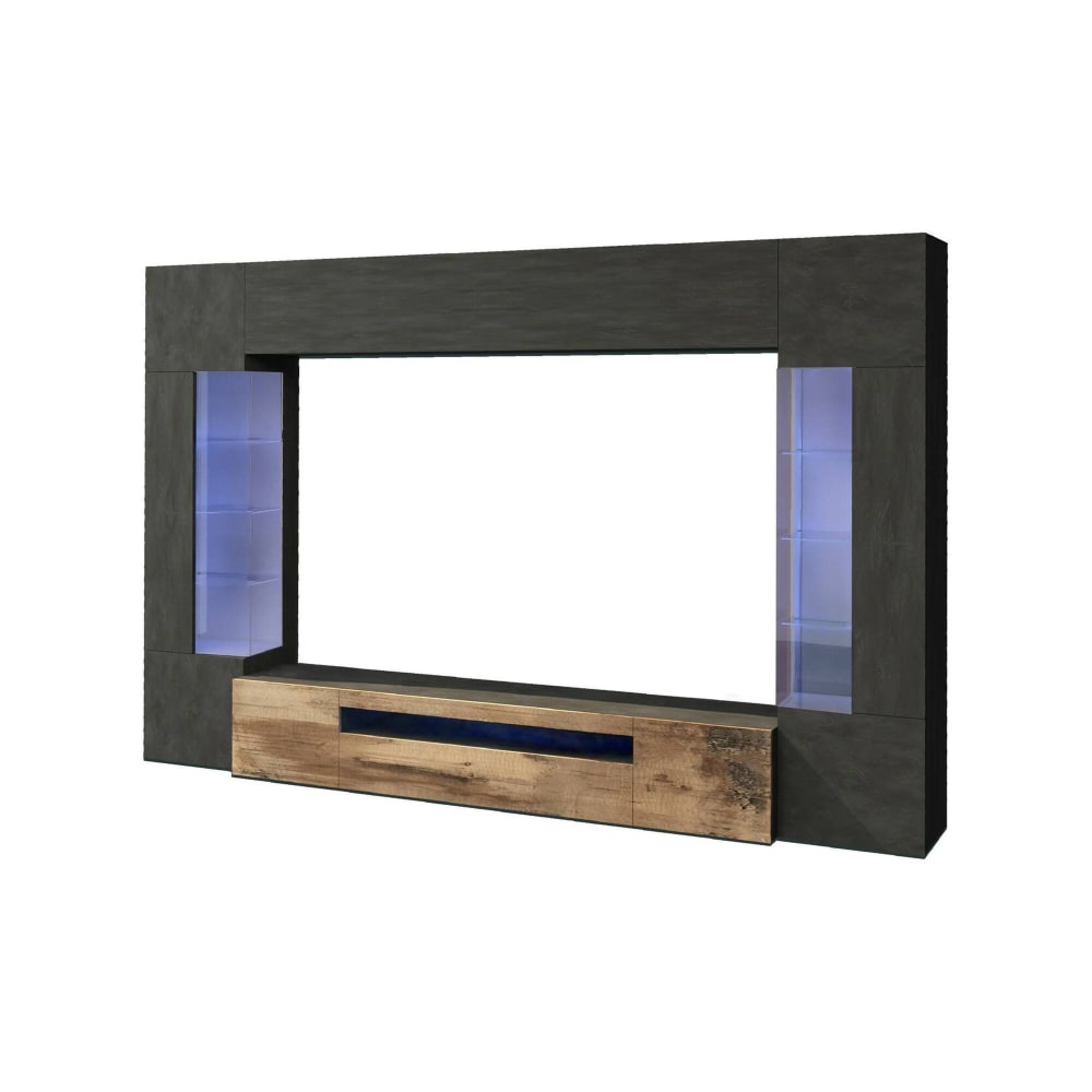 Meuble TV en bois noir anthracite