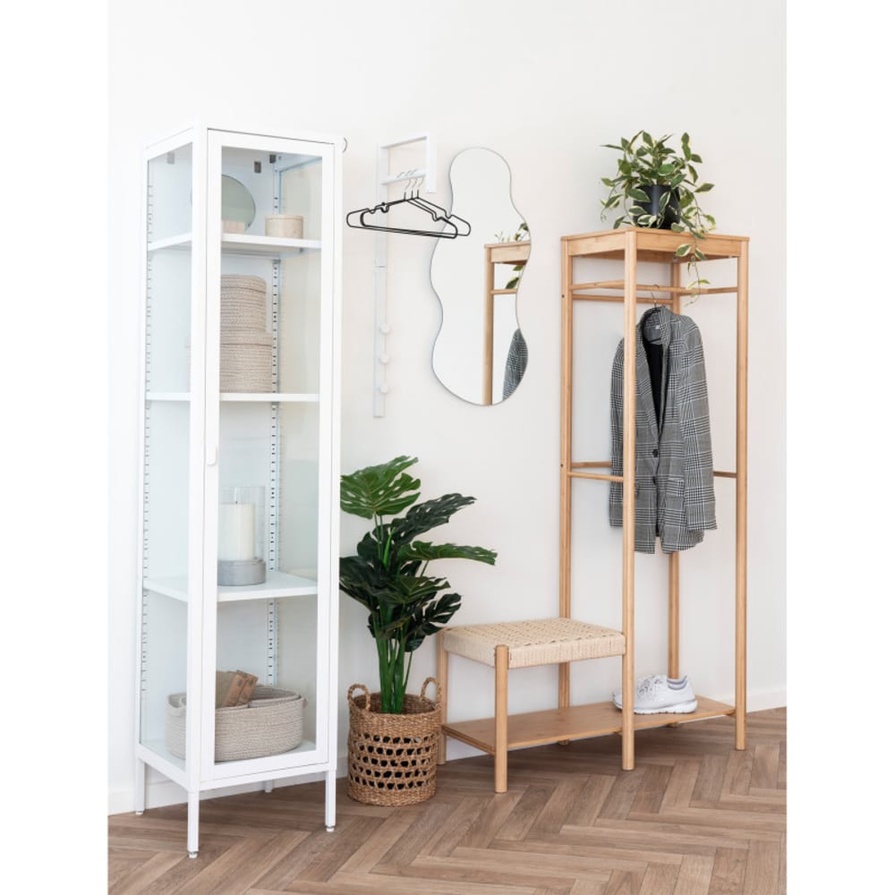 Vitrine 1 porte vitrée acier blanc 40x180 cm