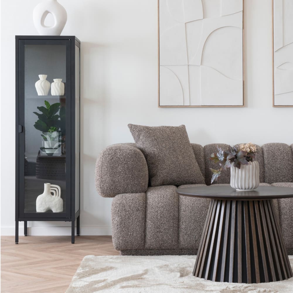 Vitrine 1 porte vitrée acier noir 40x140 cm
