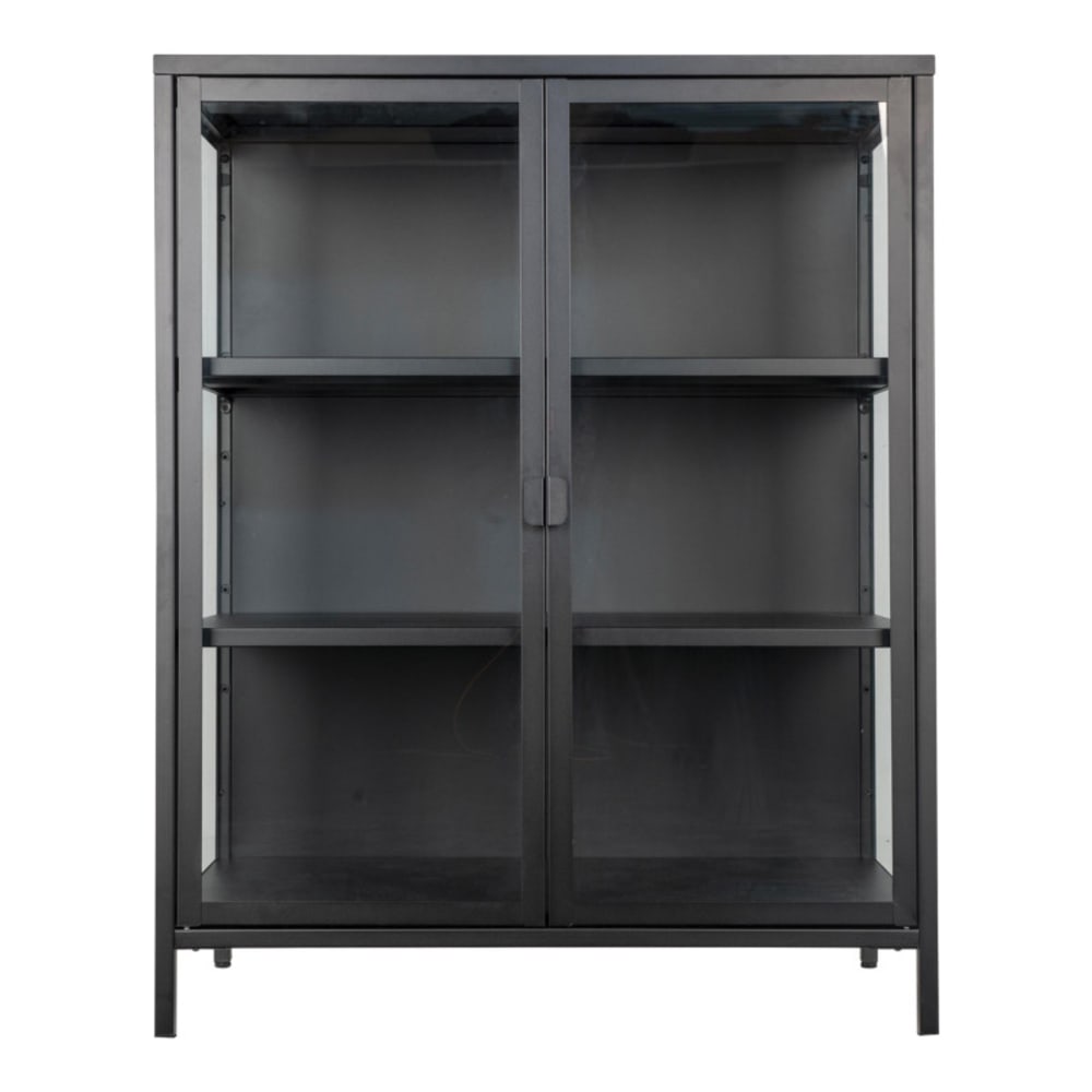 Vitrine 2 portes vitrées acier noir 80x101 cm