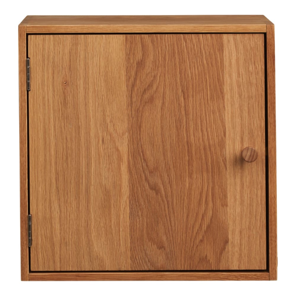 Moloo Wandwürfel mit 1 Tür aus massiver Eiche 30 x 30 cm Braun Holz