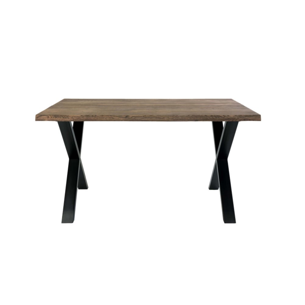 Moloo Esstisch für 4 Personen 140 cm aus massiver geräucherter Eiche style industrial Braun Holz