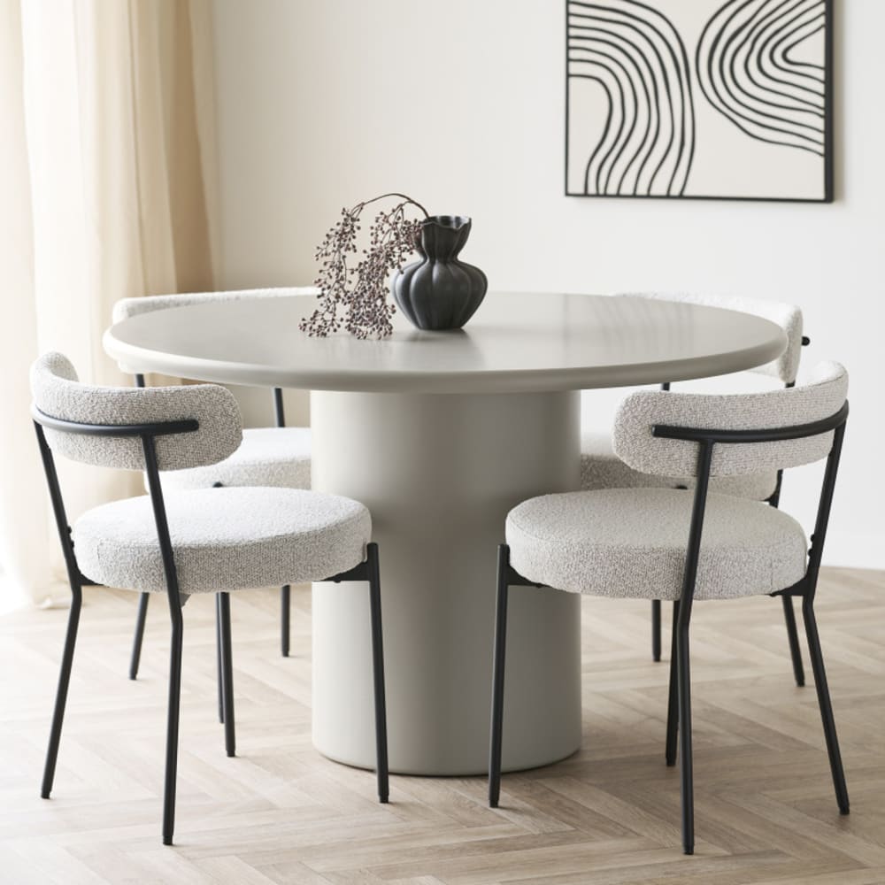 Stuhl in ecrufarbenem Bouclé-Stoff (x2) - Maisons Du Monde