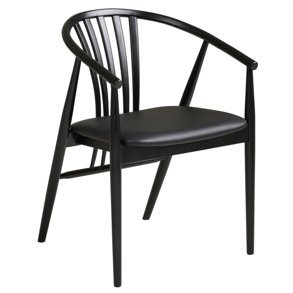 Moloo Esszimmerstuhl aus schwarzem Massivholz und schwarzem PU-Leder style modern - Pvc - Polyvinlychlorid