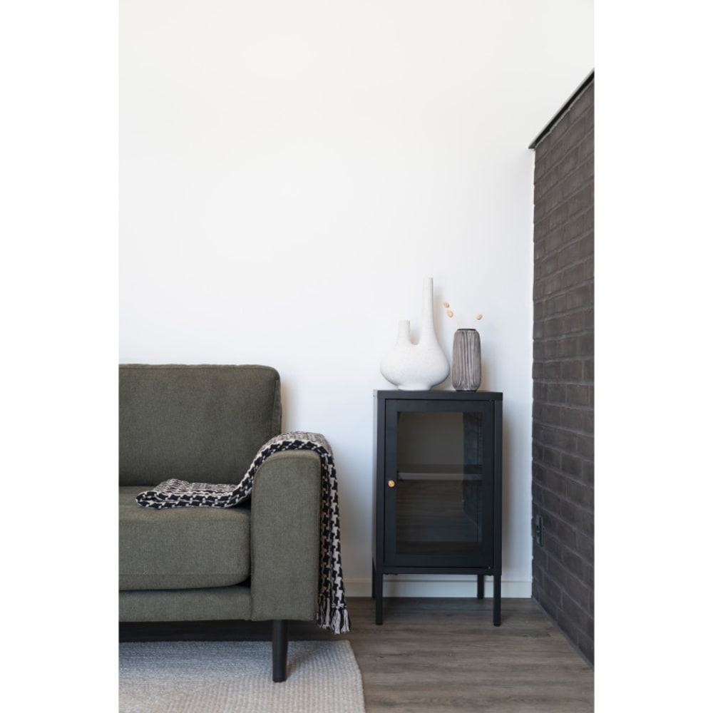 Rangement 1 porte vitrée métal noir 38x70 cm