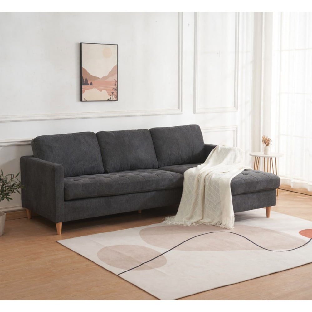 LOFT- Canapé d'angle réversible en tissu gris foncé