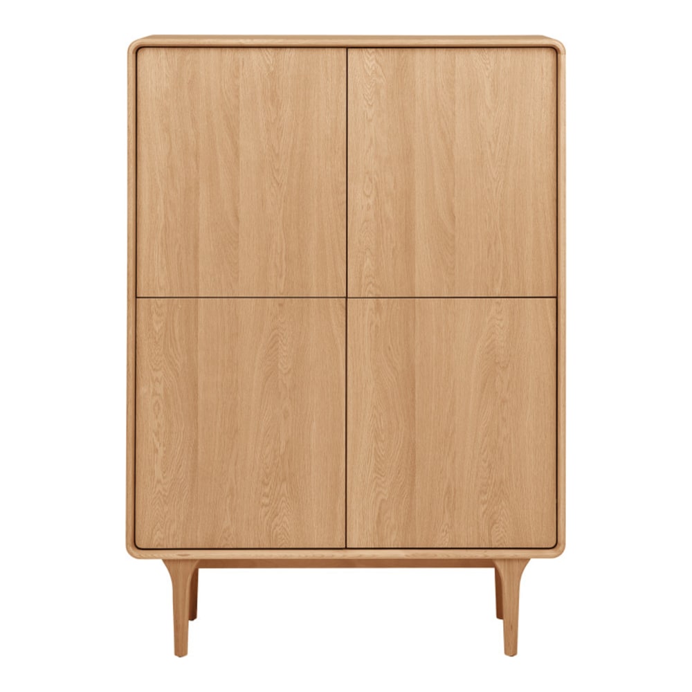 BONA- Buffet haut 4 portes vintage chêne naturel 100x140 cm