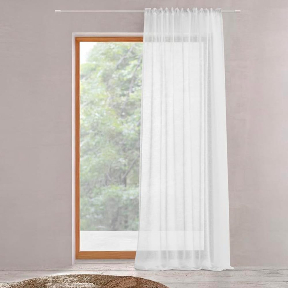 Rideau plissé en voile blanc semi-transparent 140x280 cm