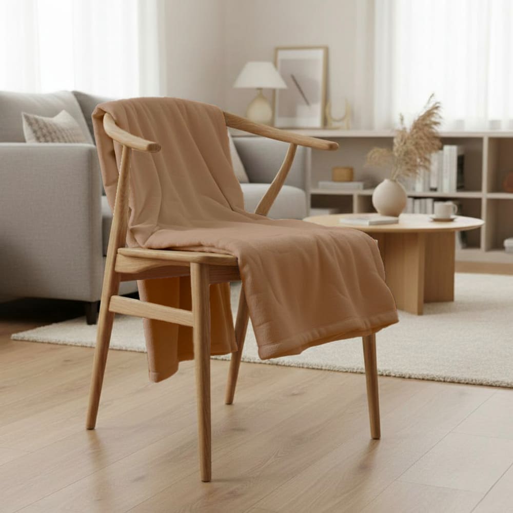 Couverture plaid polyester marron 180x220 cm