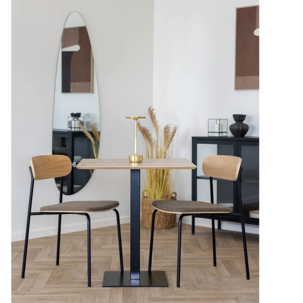 Couchtisch für 2 Personen Holz-und Stahlausführung 70 x 70 cm -