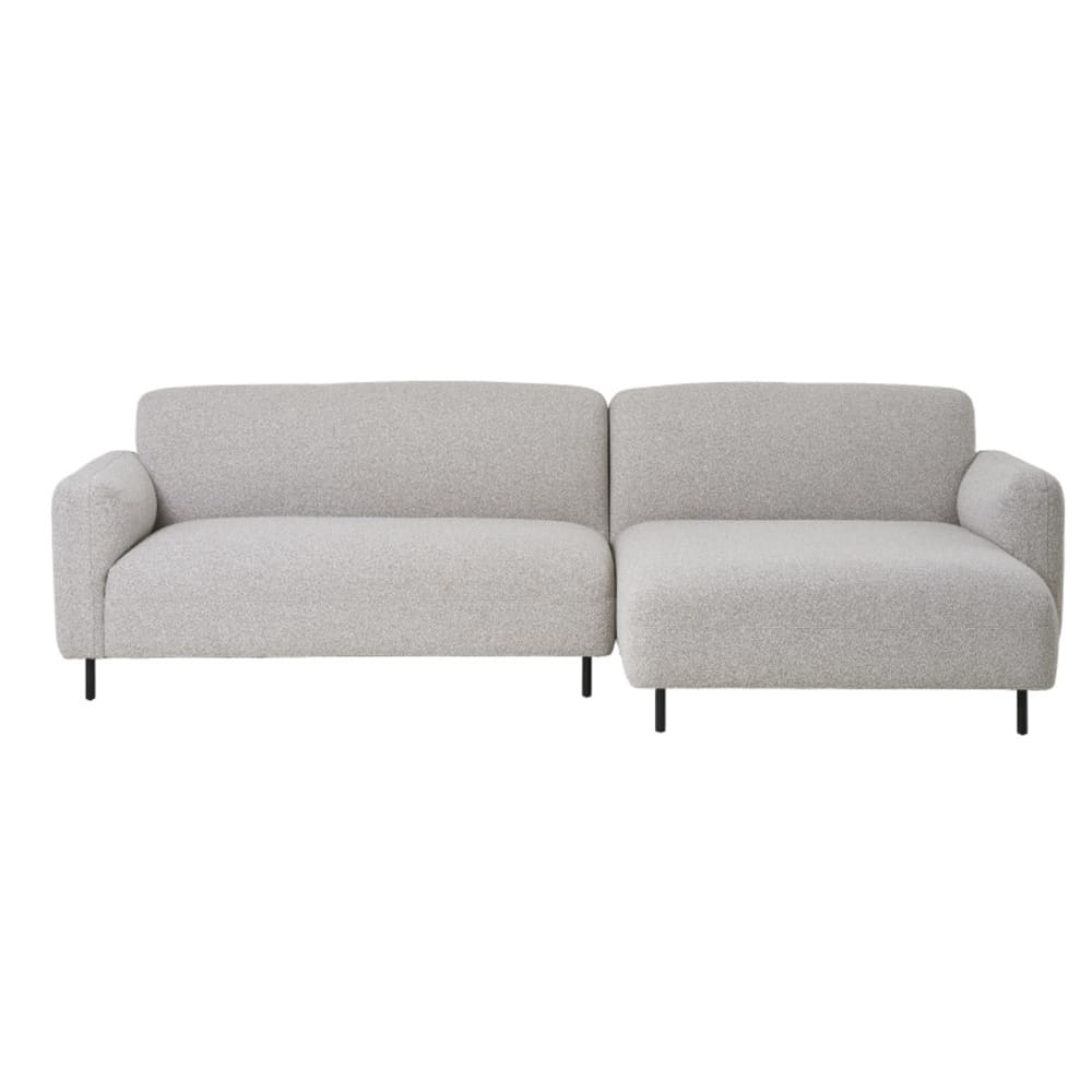 Canapé d'angle droit en tissu bouclé gris