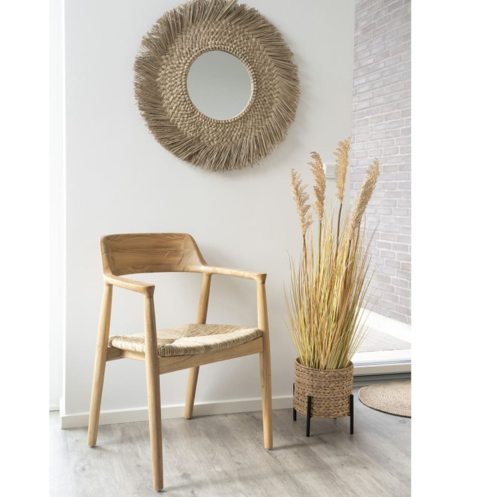 Fauteuil de table en bois massif et feuille de bananier (x2)