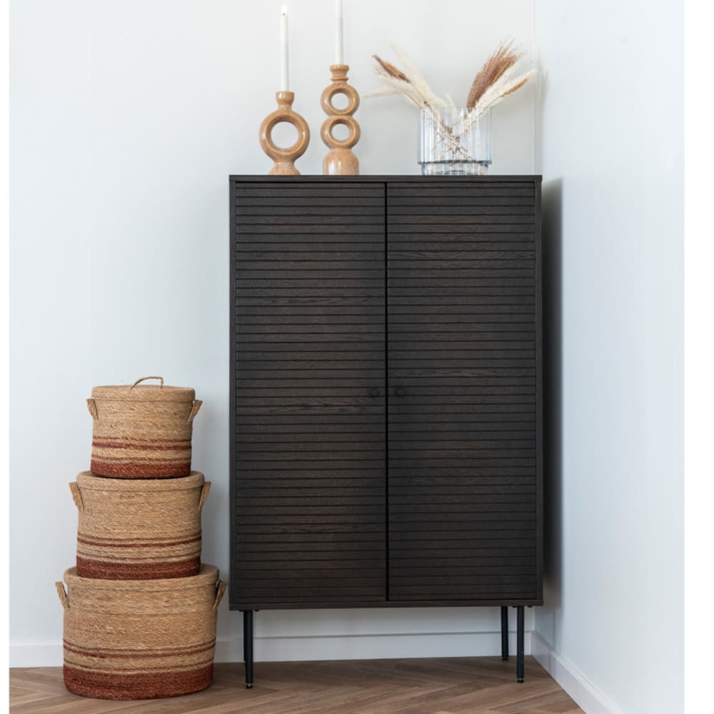 Hohes Sideboard aus geräucherter Eiche 80 x 130 cm - Maisons Du