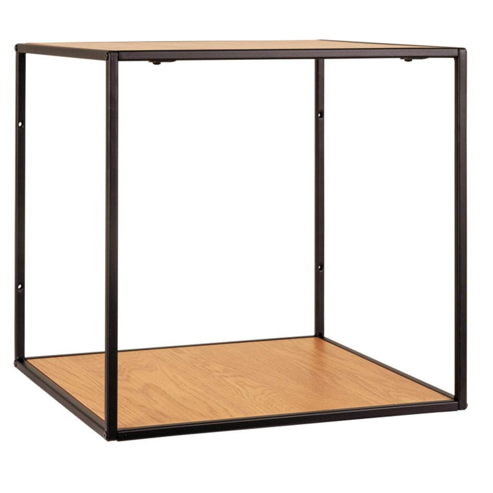 Étagère murale décor chêne et métal 36x36 cm