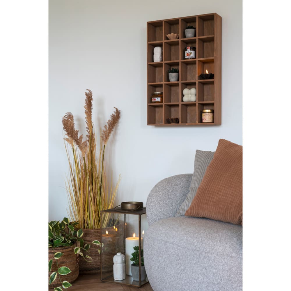 Étagère murale 20 cases en bois naturel 44x63 cm