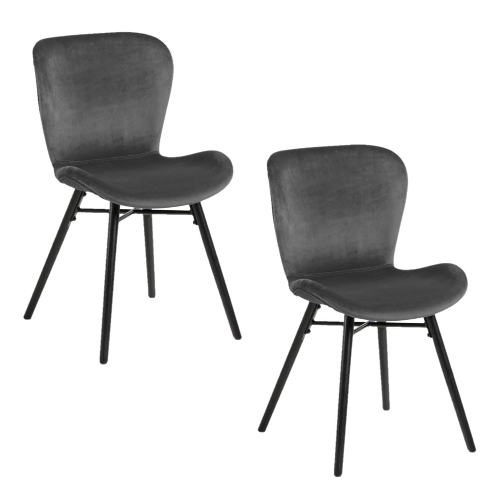 Lot de 2 chaises en velours - noires