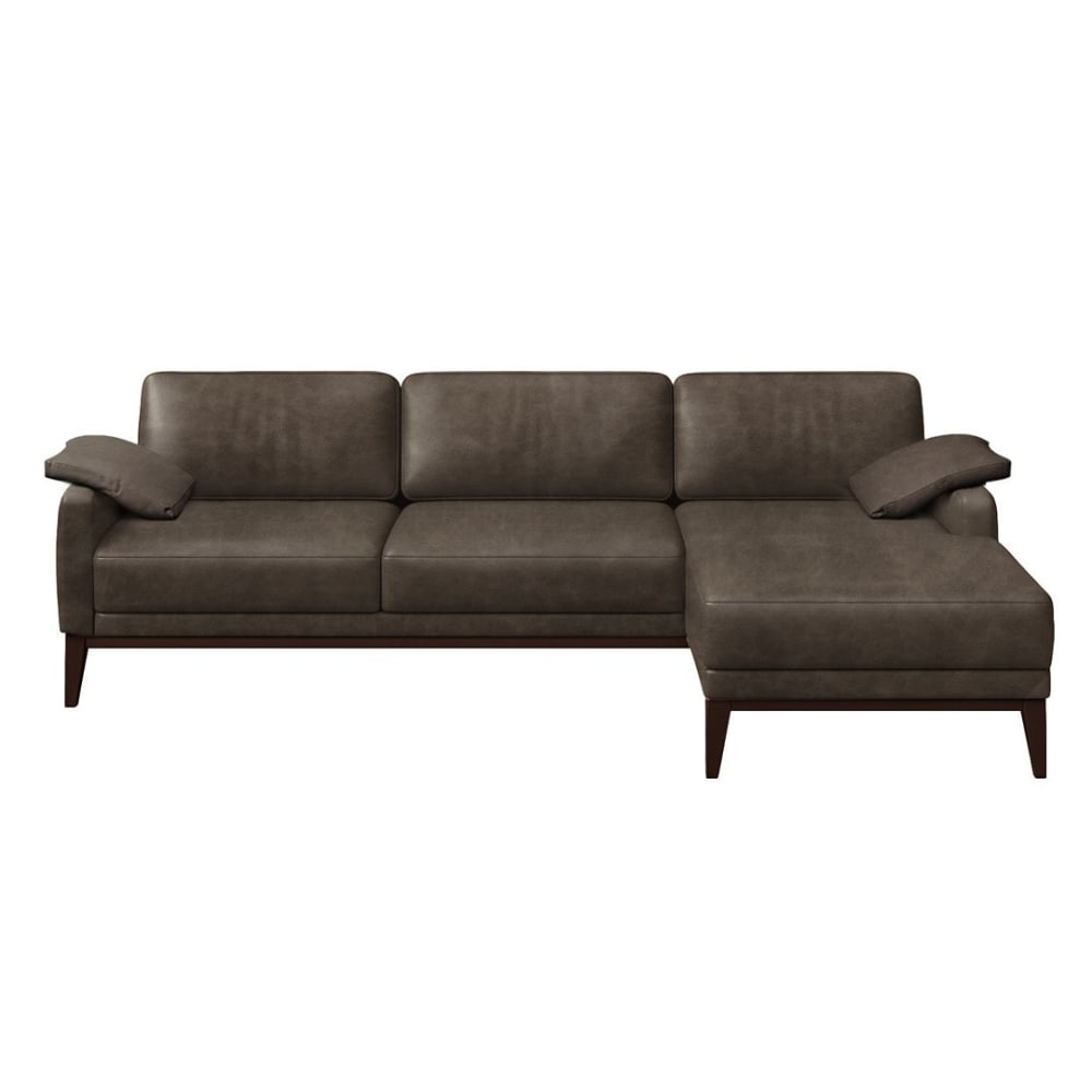 Canapé d'angle droit en cuir naturel marron
