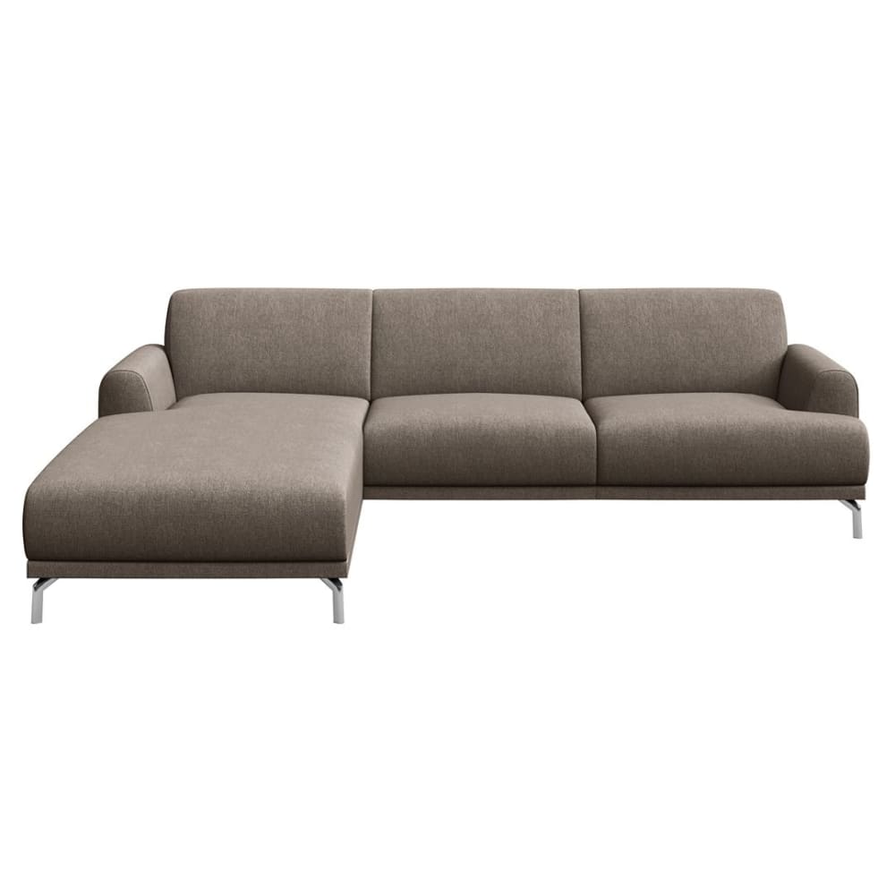 Canapé d'angle gauche en polyester brun