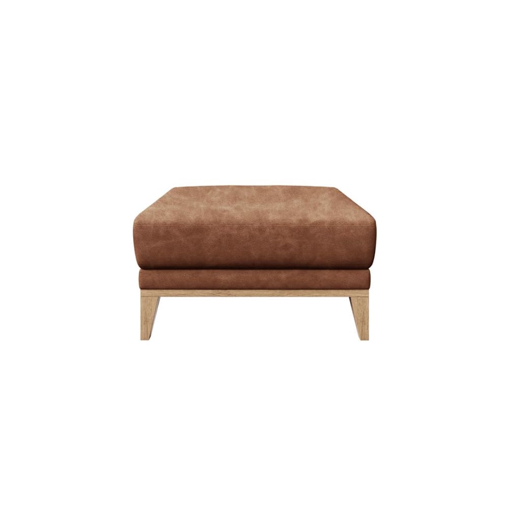 Pouf en cuir naturel - cognac