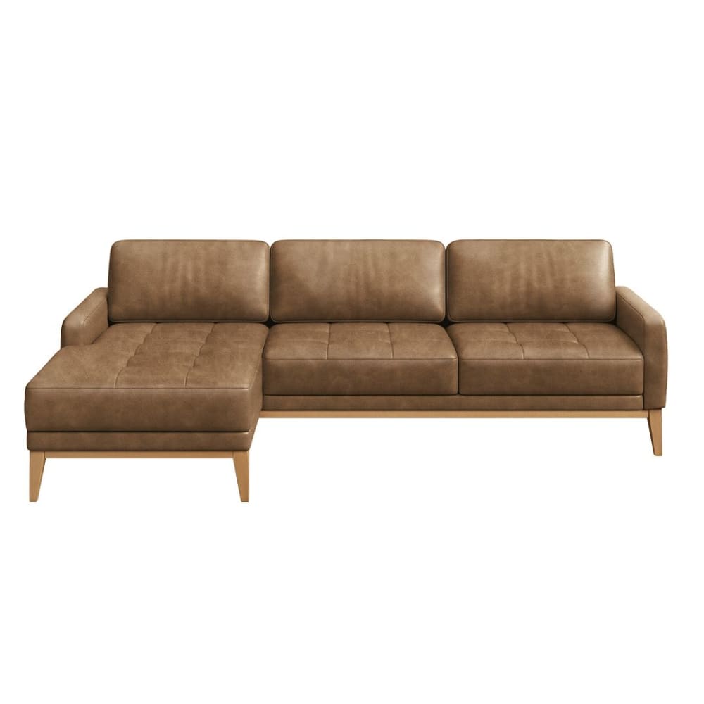 Canapé d'angle gauche en cuir naturel caramell