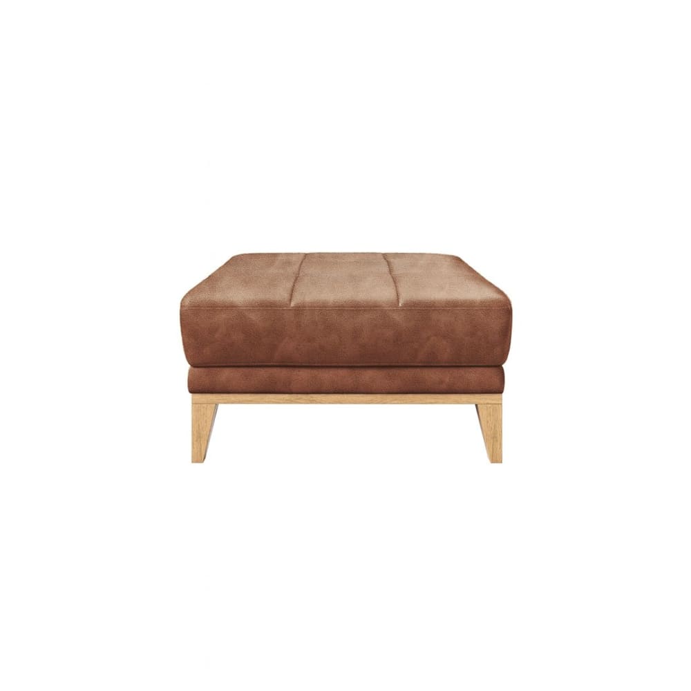Pouf en cuir naturel - cognac