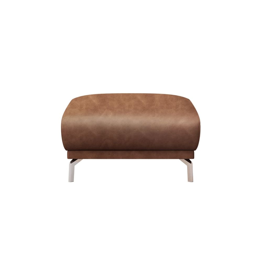 Pouf en cuir naturel - cognac