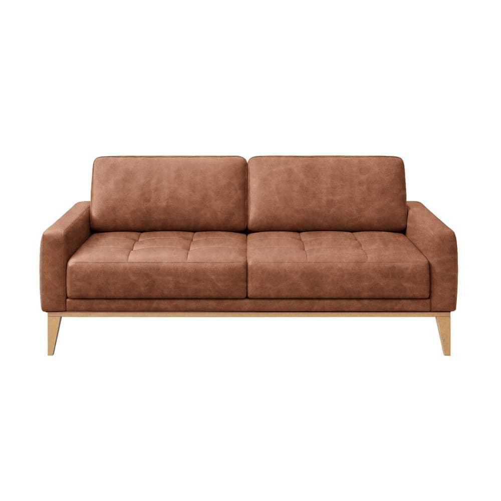 Canapé 2 places en cuir naturel cognac