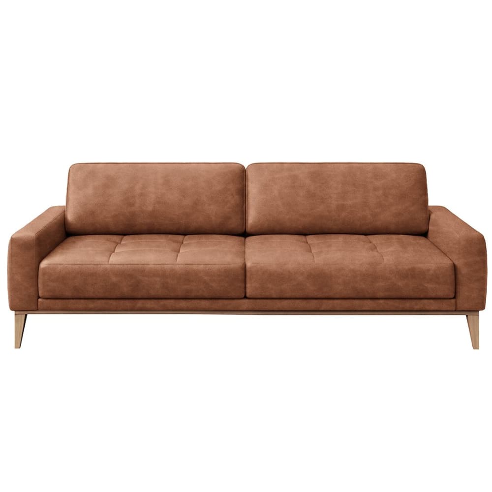Canapé 3 places en cuir naturel cognac