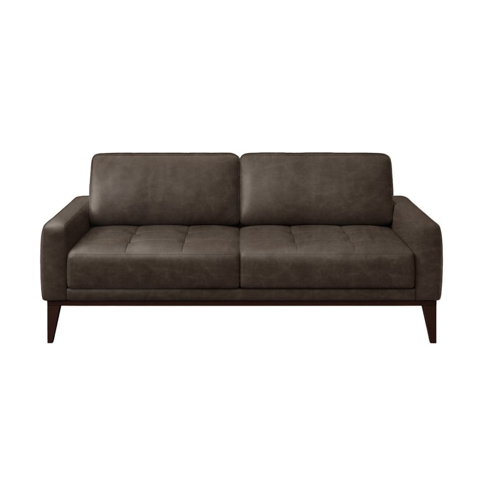 Canapé 2 places en cuir naturel marron