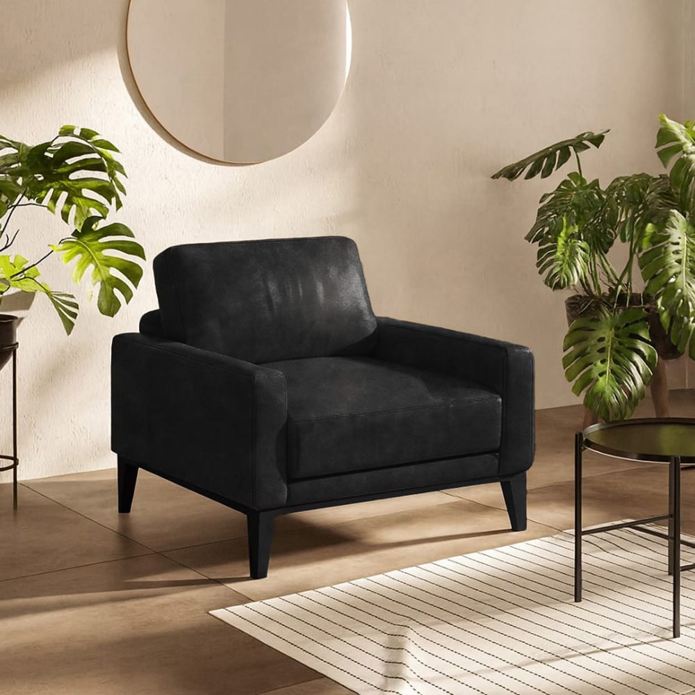 Fauteuil en cuir naturel noir