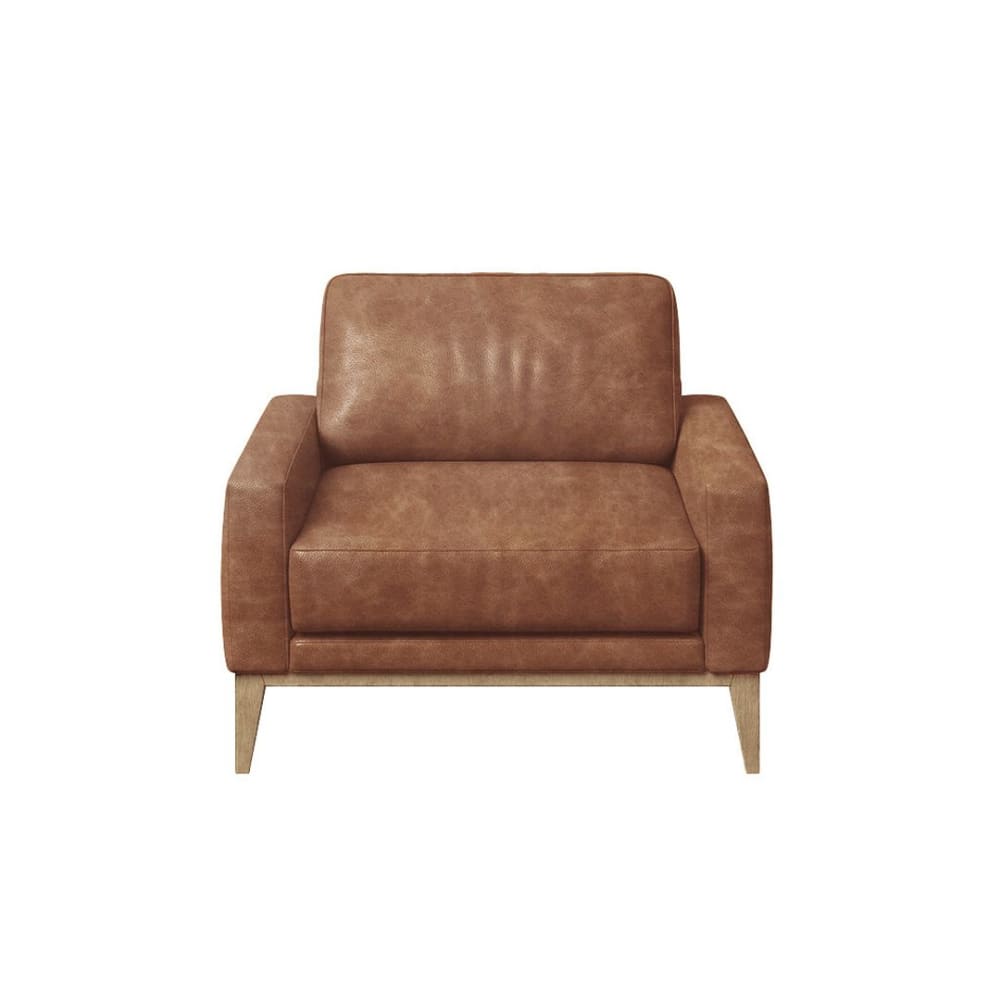Fauteuil en cuir naturel - cognac