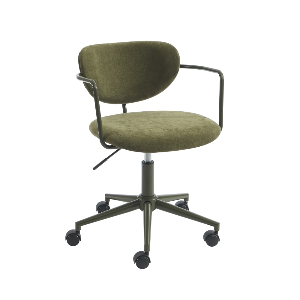 Chaise de bureau tissu vert olive avec roulettes