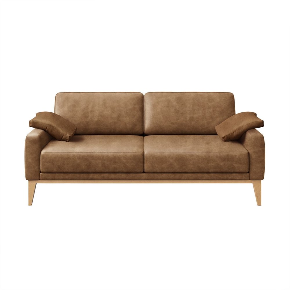 Canapé 2 places en cuir naturel caramell