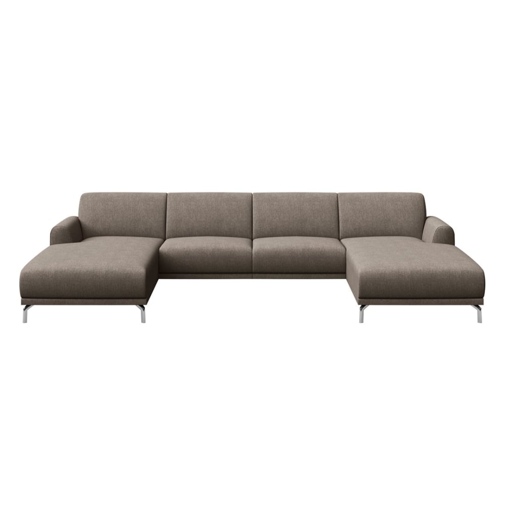 Canapé panoramique en polyester gris clair