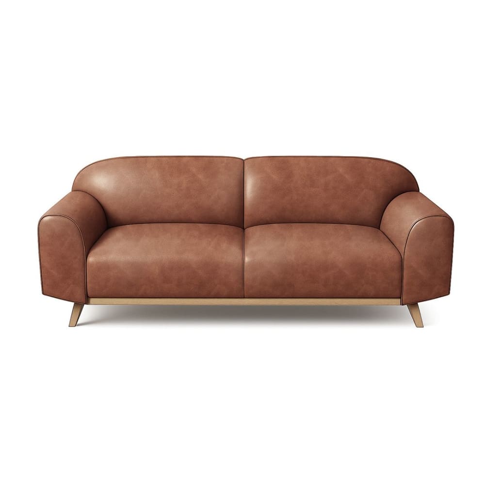 Canapé 2 places en cuir naturel cognac