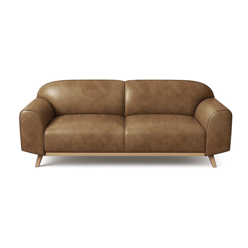 Canapé 2 places en cuir naturel caramell