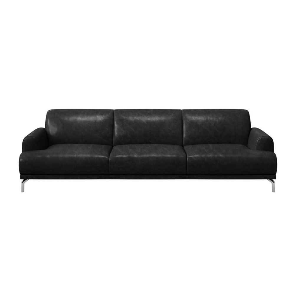 Canapé 3 places en cuir naturel noir