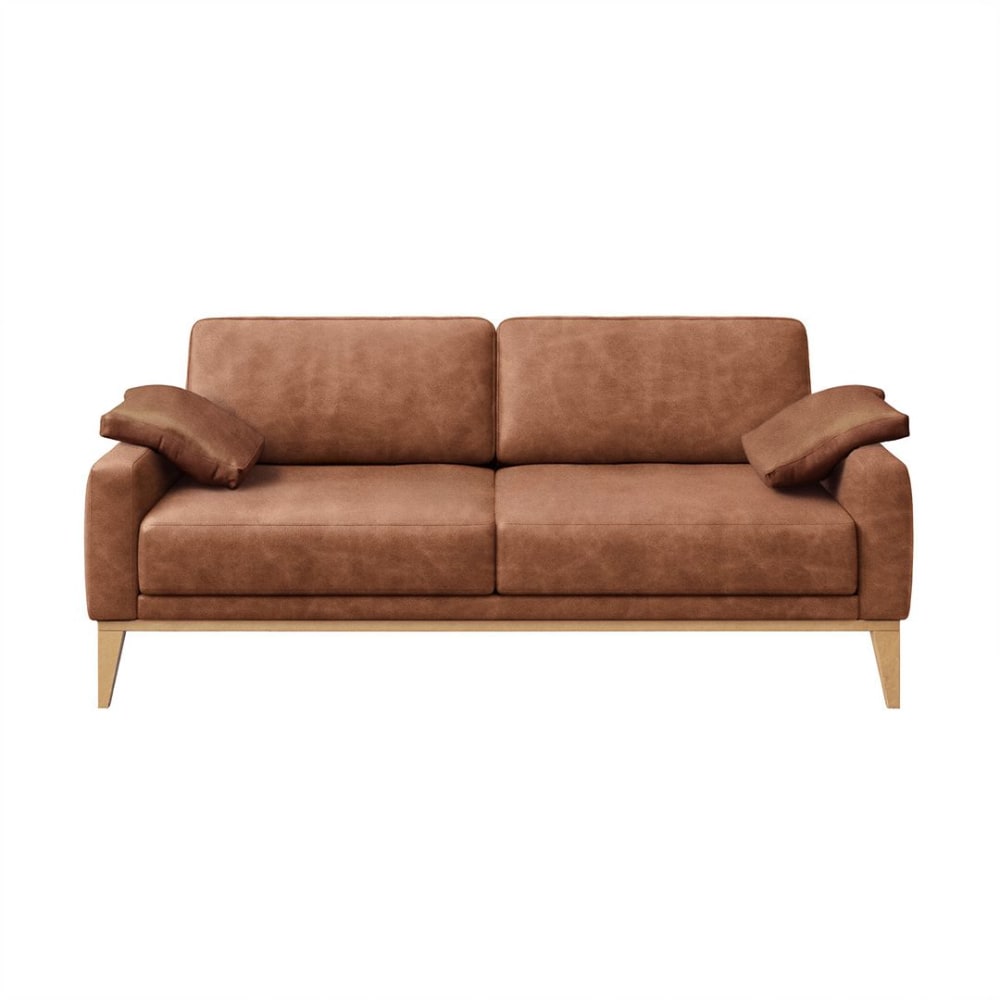 Canapé 2 places en cuir naturel cognac